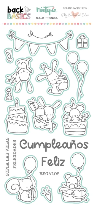 Sello y troquel coordinado Feliz Cumplea&ntilde;os